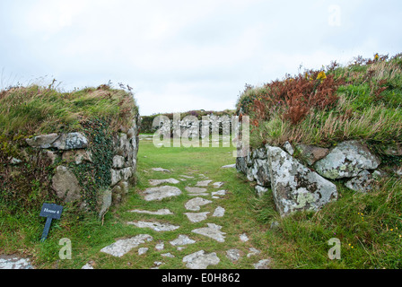 Chysauster anciennes ruines d'un village celtique près de Penzance, à Cornwall, UK Banque D'Images