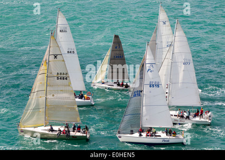 Le littoral annuel Classic Yacht Race part pour la baie des îles, Auckland, Nouvelle-Zélande, le vendredi 25 octobre 2013. Banque D'Images