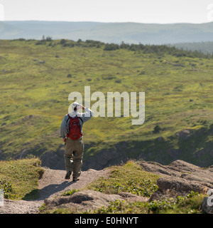 Randonneur à Cape Spear, St John's, Terre-Neuve et Labrador, Canada Banque D'Images