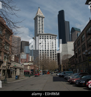 Bâtiments dans une ville, Smith Tower, Pioneer Square, Seattle, Washington State, USA Banque D'Images