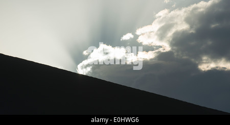 Coucher de soleil sur la dune de sable à Dunhuang, Mingsha Shan, Jiuquan, province du Gansu, Chine Banque D'Images