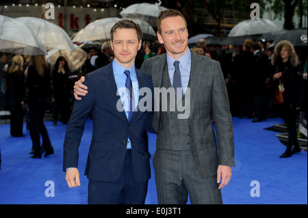 James McAvoy et Michael Fassbender arrivent pour le UK Premiere de X-Men Days of Future Past. Banque D'Images