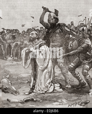 Le martyre de l'Alphege par les Vikings en 1012. Banque D'Images