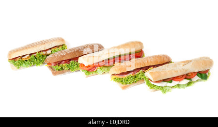 Collection de sandwiches, isolé sur blanc. Banque D'Images