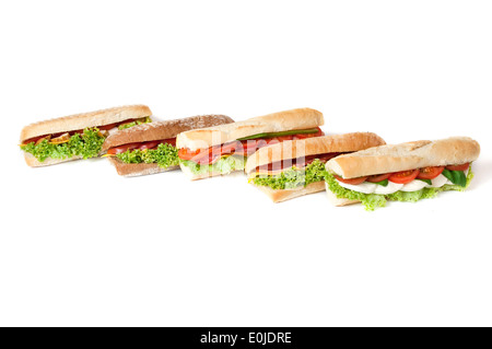 Collection de sandwiches, isolé sur blanc. Banque D'Images