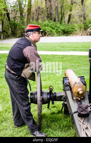 La batterie du charpentier, 12 livres, l'équipage d'obusiers de montagne Guerre civile Fairfax, Blenheim, Journée historique vieux Lee Highway, Fairfax, VA Banque D'Images