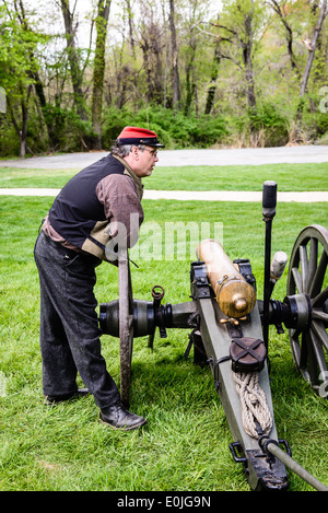 La batterie du charpentier, 12 livres, l'équipage d'obusiers de montagne Guerre civile Fairfax, Blenheim, Journée historique vieux Lee Highway, Fairfax, VA Banque D'Images