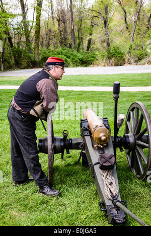 La batterie du charpentier, 12 livres, l'équipage d'obusiers de montagne Guerre civile Fairfax, Blenheim, Journée historique vieux Lee Highway, Fairfax, VA Banque D'Images