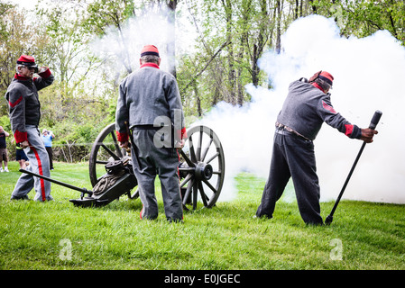 La batterie du charpentier, 12 livres, l'équipage d'obusiers de montagne Guerre civile Fairfax, Blenheim, Journée historique vieux Lee Highway, Fairfax, VA Banque D'Images