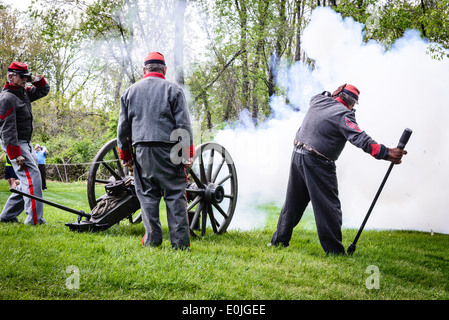 La batterie du charpentier, 12 livres, l'équipage d'obusiers de montagne Guerre civile Fairfax, Blenheim, Journée historique vieux Lee Highway, Fairfax, VA Banque D'Images