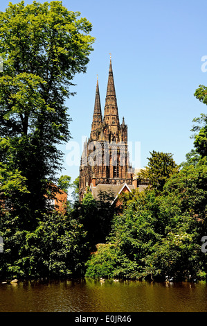 Vue de la cathédrale La cathédrale d'échelle intérieure, Lichfield, Staffordshire, Angleterre, Europe de l'ouest. Banque D'Images