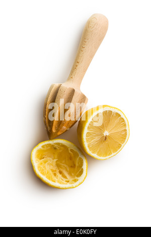 Fruits Jus de citron et d'agrumes sur fond blanc de l'aléseur Banque D'Images