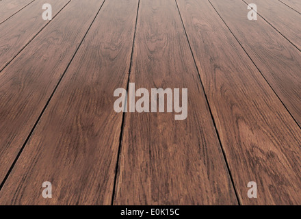 Fond de bois beige foncé - Vue en perspective plancher en bois avec un bureau d'épaisseur illustration rendre Banque D'Images