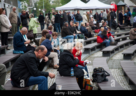 Les communistes tchèques célèbrent le 1er mai, Journée des travailleurs au parc des expositions Vystaviste de Prague Banque D'Images