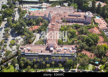 Vue aérienne de l'hôtel Beverly Hills administré par le Sultan Hassanal Bolkiah de Brunei. Banque D'Images