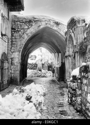 Jérusalem, Israël dans la neige, 1921 Banque D'Images