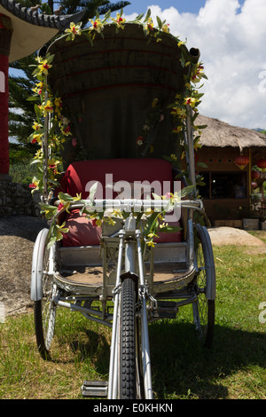 Location à trois roues Vintage, et décorées de fleurs. Banque D'Images