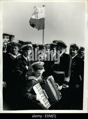 Septembre 09, 1955 - Première Guerre polonaise se rendre en Grande-Bretagne depuis la guerre arrive à Portsmouth : le destroyer polonais Blyskawica, le Banque D'Images