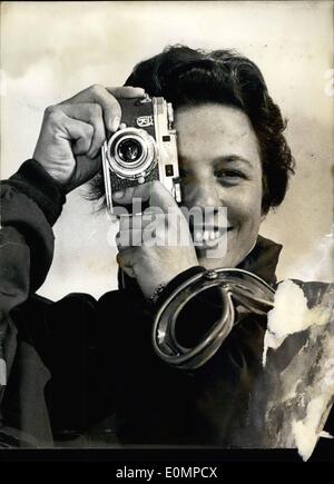 10 févr. 02, 1956 - Photo montre Ossi Reichert OSSI REICHERT allemand unique gagnant d'une médaille d'or aux Jeux Olympiques d'hiver à Banque D'Images