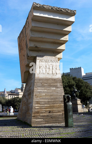 Monument à Francesc Macia, Plaça de Catalunya, à Barcelone, Espagne Banque D'Images