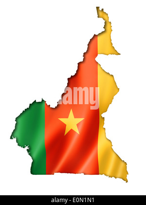 Cameroun Carte Drapeau, trois dimensions, render, isolated on white Banque D'Images