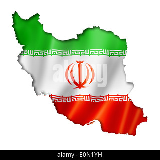 Carte Drapeau Iran, rendu en trois dimensions, isolated on white Banque D'Images