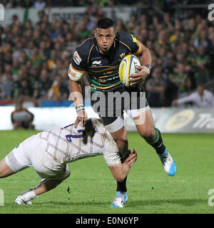 Northampton, Royaume-Uni. 16 mai, 2014. dans l'action au cours de l'Aviva Premiership Match Play Off entre Northampton Saints et Leicester Tigers à Franklins Gardens. Credit : Action Plus Sport/Alamy Live News Banque D'Images