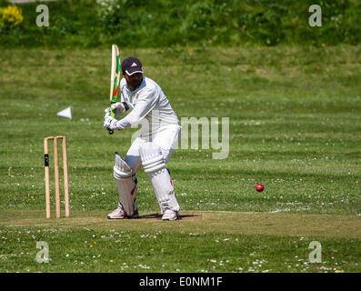 Match de cricket amateur sur le terrain des soldats à Roundhay Park à Leeds Banque D'Images