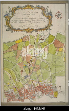 Un nouveau relevé précis des paroisses de St. Andrew's Holbourn, sans la place de la Reine de la liberté Saint-George, la rue Saint-James Clerkenwell, la rue Saint-Luc Old, la rue Sainte-Marie-Islington et la Charterhouse Liberty Banque D'Images