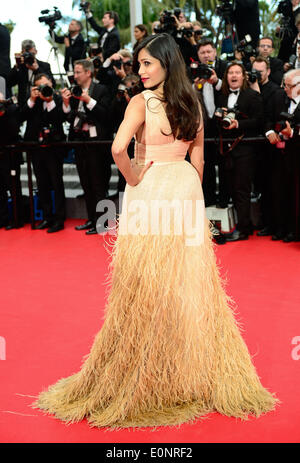 Cannes, France. 17 mai, 2014. L'actrice indienne Freida Pinto arrive pour la projection du film Saint Laurent à la 67ème Festival du Film de Cannes, France, le 17 mai 2014. Credit : Ye Pingfan/Xinhua/Alamy Live News Banque D'Images