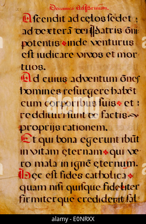 Ce titre fait référence à une page d'un manuscrit de chant espagnol, soulignant la signification musicale et culturelle du document. Banque D'Images