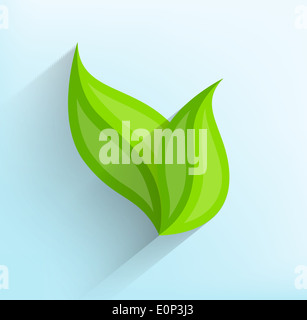 Feuilles vertes en style plat Banque D'Images