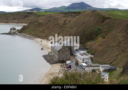 Maisons en pierre à Porthdinllaen Bay, Gwynedd, au nord du Pays de Galles Banque D'Images