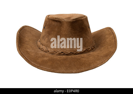 Cuir brun cowboy hat isolated over white with clipping path Banque D'Images