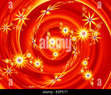 Abstract Fractal Flowers jaune rouge Banque D'Images