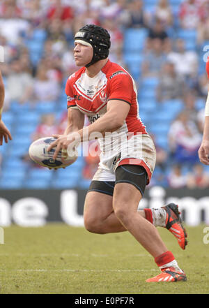 Manchester, Greater Manchester, UK. 18 mai, 2014. St Helens full-back JONNY LOMAX durant la St Helens -V- Warrington Wolves match au stade Etihad : Steve FlynnZUMA Appuyez sur Crédit : Steve Flynn/ZUMA/ZUMAPRESS.com/Alamy fil Live News Banque D'Images