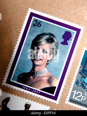Diana, princesse de Galles, le timbre commémoratif de la Royal Mail, Londres Banque D'Images