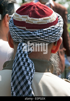 Coiffure de style moyen-oriental sur l'homme au Speakers Corner, London Banque D'Images