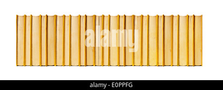 Pile de livres d'occasion livres reliés avec du jaune sur fond blanc Banque D'Images