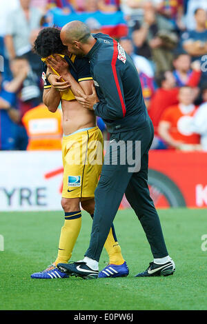 Tiago (Atletico de Madrid) célèbre après avoir remporté la Liga trophée, entre le FC Barcelone et l'Atlético de Madrid, au Camp Nou à Barcelone, Espagne, le samedi 17 mai 2014. Foto : S.Lau Banque D'Images