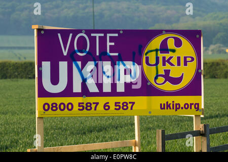 'Ne' pulvérisé sur les élections locales de l'UKIP affiche routière Banque D'Images