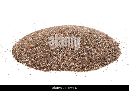 Heap de chia seeds isolated on white Banque D'Images