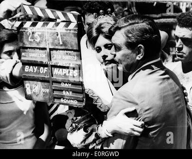 Sophia Loren et Clark Gable le tournage du film "La Baie de Naples" Banque D'Images