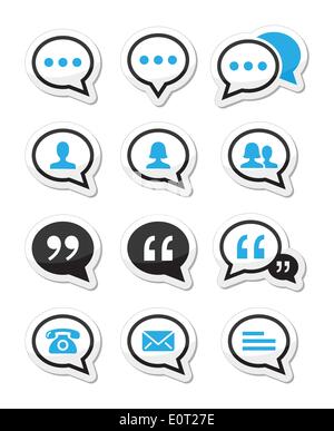 Bulle, blog, contacter vector icons set Illustration de Vecteur