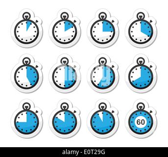 Temps, réveil, chronomètre vector icons set Illustration de Vecteur