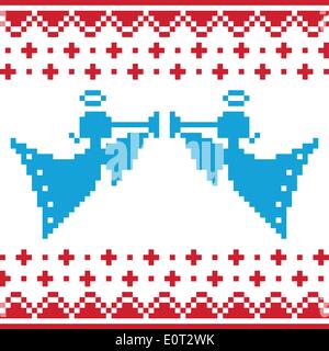 Carte de Noël tricoté angles vecteur sur seamless background Illustration de Vecteur