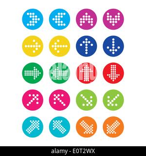 Flèches en pointillés round icons set isolated on white Illustration de Vecteur