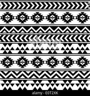 Sans couture tribal aztèque motif en noir et blanc Illustration de Vecteur