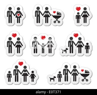 Les gens icons - famille, bébé, femme enceinte, des couples Illustration de Vecteur