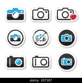 Analogique et numérique de l'appareil photo icons set Illustration de Vecteur